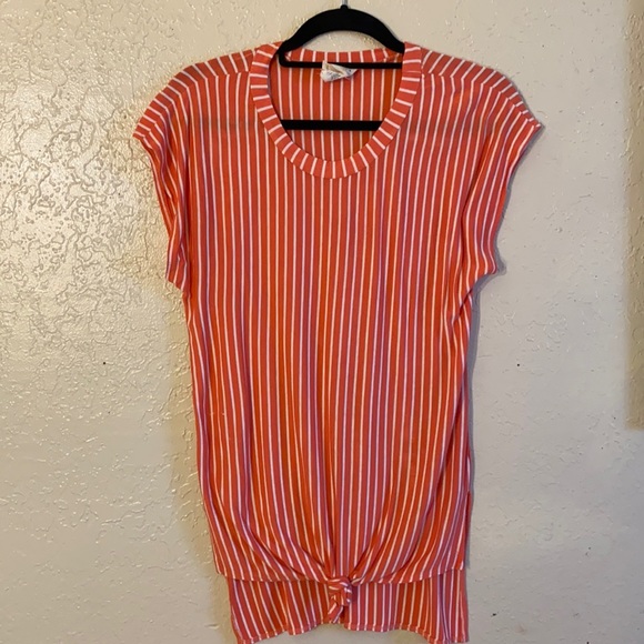 Tops - Tunic Top  Orange with Whir Stripes Small